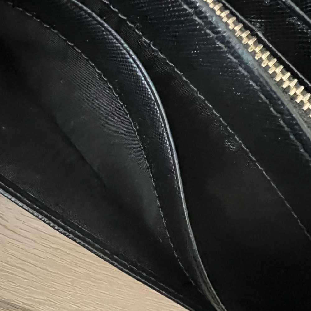 PRADA Black Diagramme Saffiano Fiocco Leather Wallet and Card Holder with box - Picture 5 of 12
